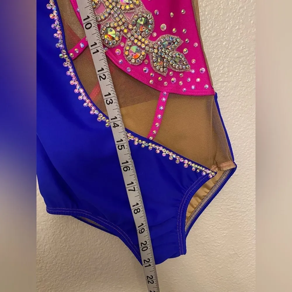 AA design custom dance solo costume illusion mosaic leotard color block LC-large - Picture 9 of 10